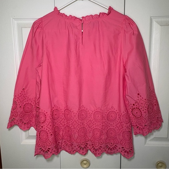 Talbots Eyelet Blouse Top Women M Embroidered Boho Poets Cottagecore Old Money - Picture 2 of 12